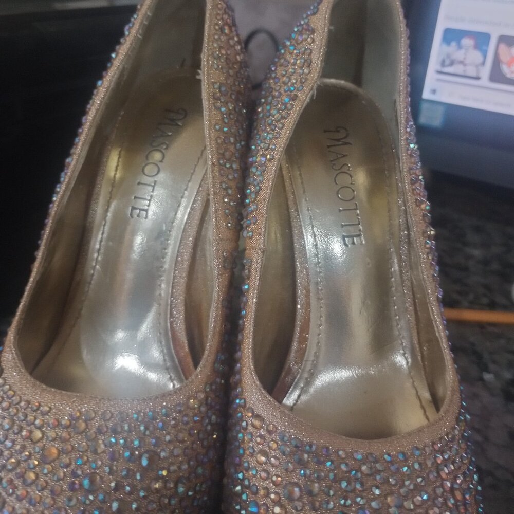 Mascotte Gold Rhinestone Stiletto Platform - Picture 3 of 5